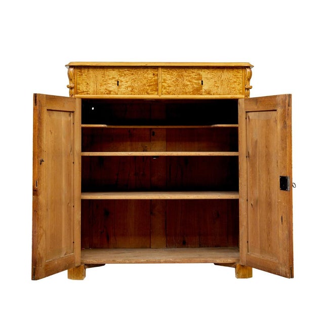 19th Century Swedish Tiger Birch Cupboard, 1870 For Sale - Image 4 of 12