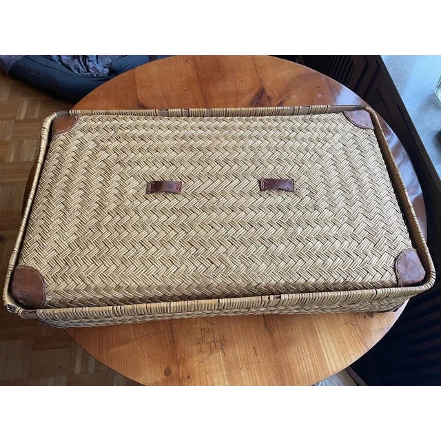 Two-Part Storage Box in Rattan and Leather by Adrien Audoux & Frida Minet, 1930s For Sale - Image 11 of 13