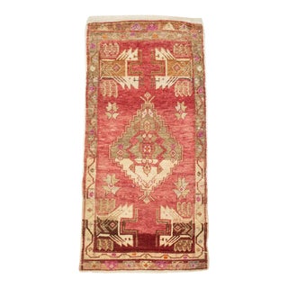 Red Vintage Mini Turkish Rug For Sale