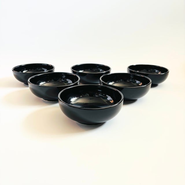 Mid 20th Century McCoy Black Pottery Soup or Cereal Bowls - Set of 6 For Sale - Image 4 of 9