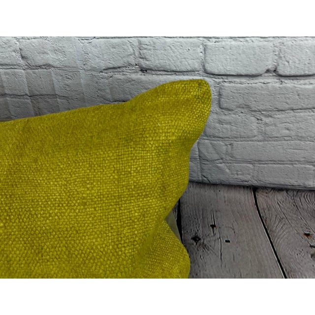Turkish 16 x 24 Hemp Pillow Turkish Cushion Natural Green Pillow Cushion Cover For Sale - Image 3 of 4