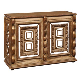 Mid 20th Century Spanish Giltwood & Mirrored Console Cabinet For Sale