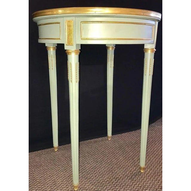 1970s Pair of Paint Decorated Jansen Style Louis XVI End, Side or Bouilliotte Tables For Sale - Image 5 of 13