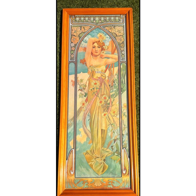 Copper Alphonse Mucha, The Hours of the Day, 1970s, First Edition Archival Pigment Prints in Period Wood Frames, Set of 4 For Sale - Image 8 of 18