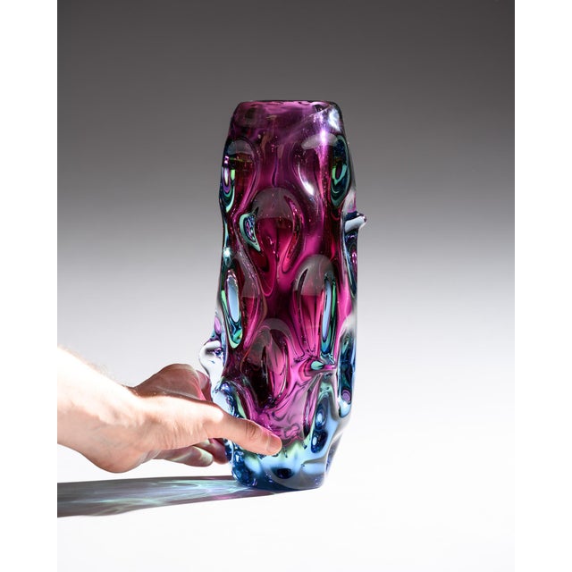 Mid-Century Modern Art Glass Czech Vase by Jan Beranek and Frantisek Vizner from Skrdlovice, 1960s, Set of 2 For Sale - Image 3 of 18