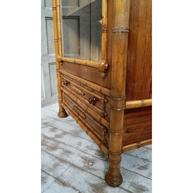 Victorian Glazed Faux Bamboo Bookcase, 1880s For Sale - Image 10 of 11