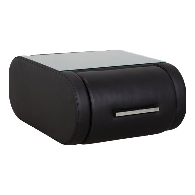 Joop! Swing Nightstand Side Table Sideboard Leather Black with Drawer and Shelf For Sale