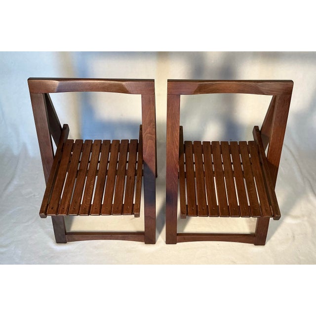 1960s 1966 Vintage Aldo Jacober Trieste Slatted Wood Folding Chairs - Set of 2 For Sale - Image 5 of 12