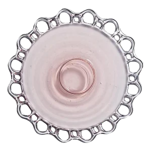 Vintage Large Depression Glass Platter in Open Work Pink by Lancaster