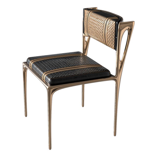"Devonshire" Chair With Bronze and Tailor Made Leather For Sale