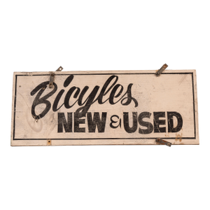 Vintage “Bicycles New & Used” Double-Sided Hand-Painted Shop Sign