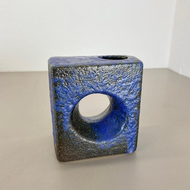 Brutalist Cubic Hole Pottery Vase by Piet Vest Ceramics, 1970s For Sale - Image 6 of 18
