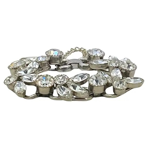 Juliana Vintage Juliana Clear Rhinestone Linked Bracelet Perfect for Weddings For Sale - Image 4 of 6