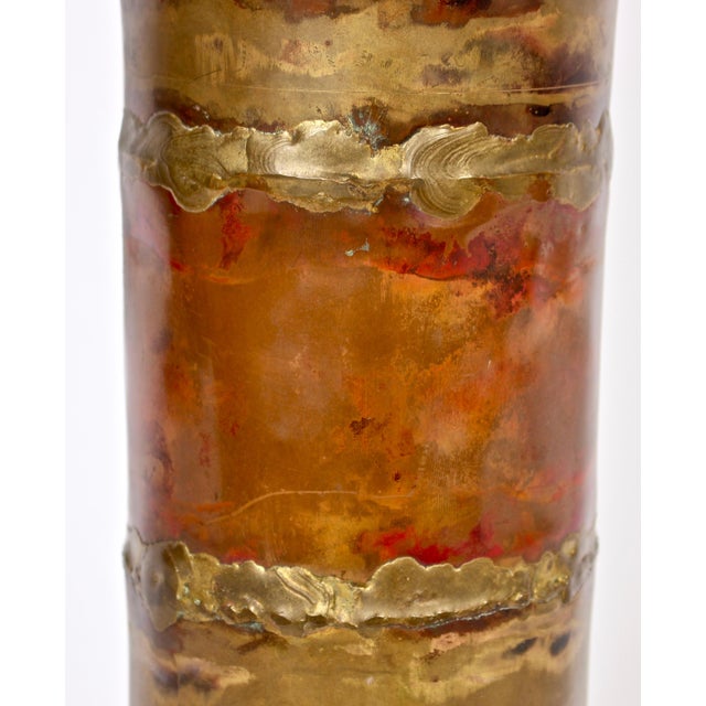 1974 Silas Seandel Torched Mixed Metal Brutalist Table Lamp For Sale - Image 9 of 13