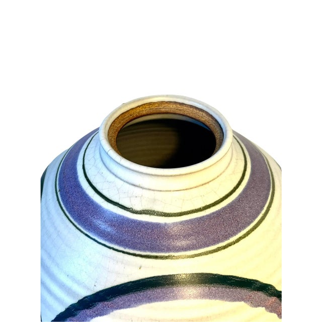 White Vintage Large Artisan Signed Pottery Ceramic Lidded Urn Vessel For Sale - Image 8 of 13