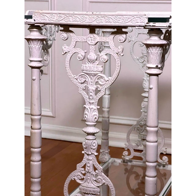 Antique French Cast Iron Two-Tier Garden Table, Etagere With Glass Tops. Circa 1880 For Sale - Image 9 of 13