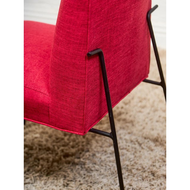 Milo Baughman Mid 20th Century Styled After Milo Baughman for Pacific Iron in Viper Red For Sale - Image 4 of 7