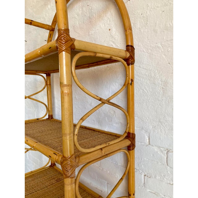 Wood Vintage Italian Wicker and Rattan Shelving Unit, 1970s For Sale - Image 7 of 15