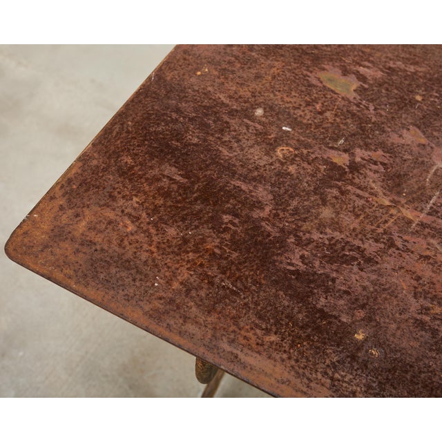 French Art Nouveau Patinated Iron Bronze Garden Bistro Table For Sale - Image 14 of 18