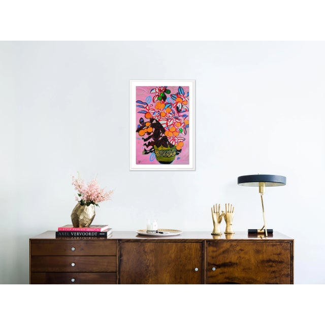 Contemporary Orange Tree by Jelly Chen in White Framed Paper, Large Art Print For Sale - Image 3 of 4