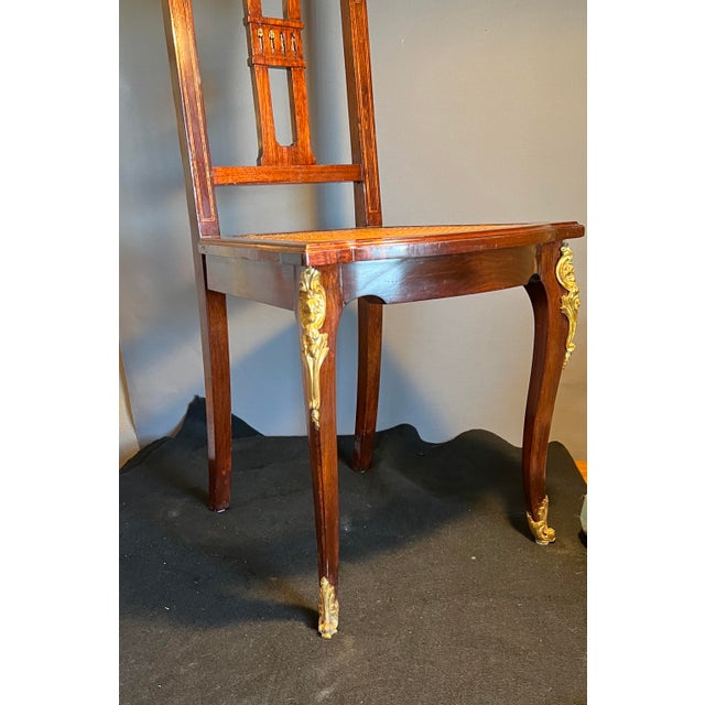 French 19th Century French Inlayed & Gilt Bronze Caned Single Accent Chair For Sale - Image 3 of 12