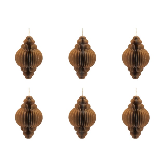 Contemporary Paper Drop Ornament Set of 6 For Sale - Image 3 of 3