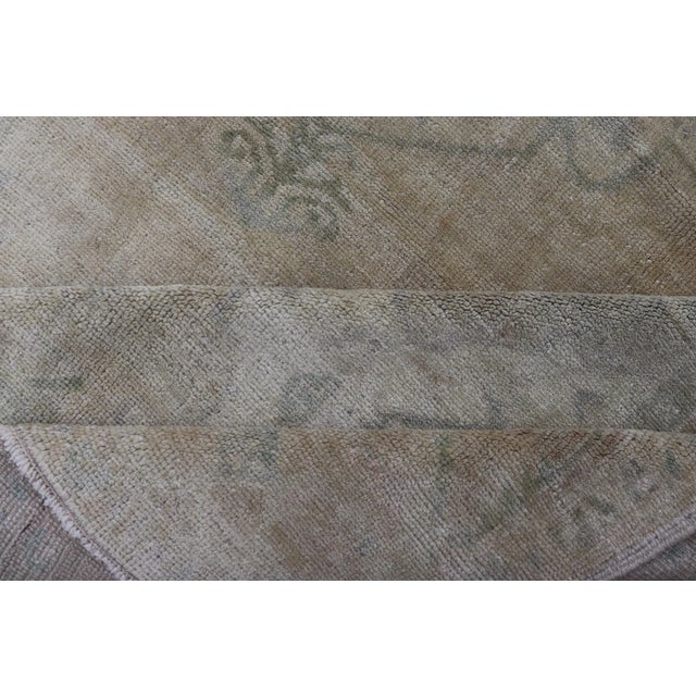 Light Color Oushak Vintage Rug With Pastel Colors in Tan, Green, Butter Yellow and Taupe For Sale In Atlanta - Image 6 of 13