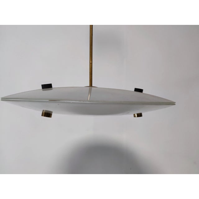 Metal Mid-Century Double Disc Suspension Lamp For Sale - Image 7 of 9