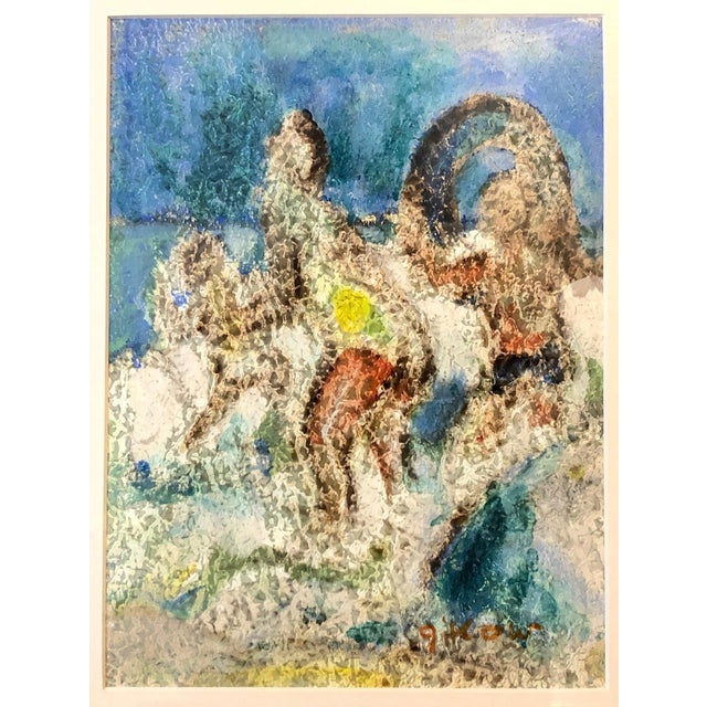 Ruth Gikow, Modernist Beach Scene Painting, Playing Ball in Surf, WPA Jewish Woman Artist, c.1950s For Sale In Miami - Image 6 of 8