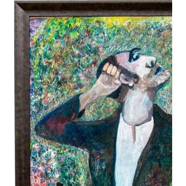 Large Scale Vintage Expressionist Oil on Canvas Singing Man Portrait Painting For Sale In Portland, ME - Image 6 of 13