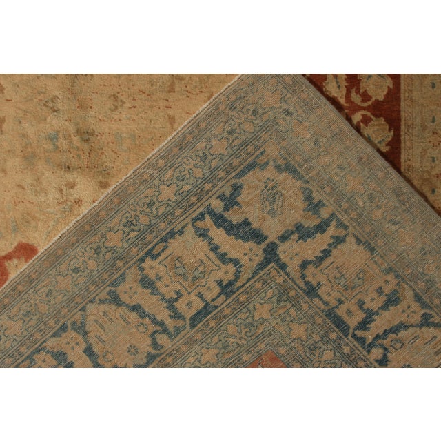 Antique Persian Tabriz in an All Over Beige,Blue,Orange Medallion Pattern For Sale In New York - Image 6 of 7