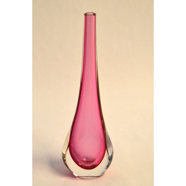 1960 Flavio Poli for Seguso Pink Murano Hand Blown Art Glass Vase Teardrop Shape For Sale - Image 13 of 14