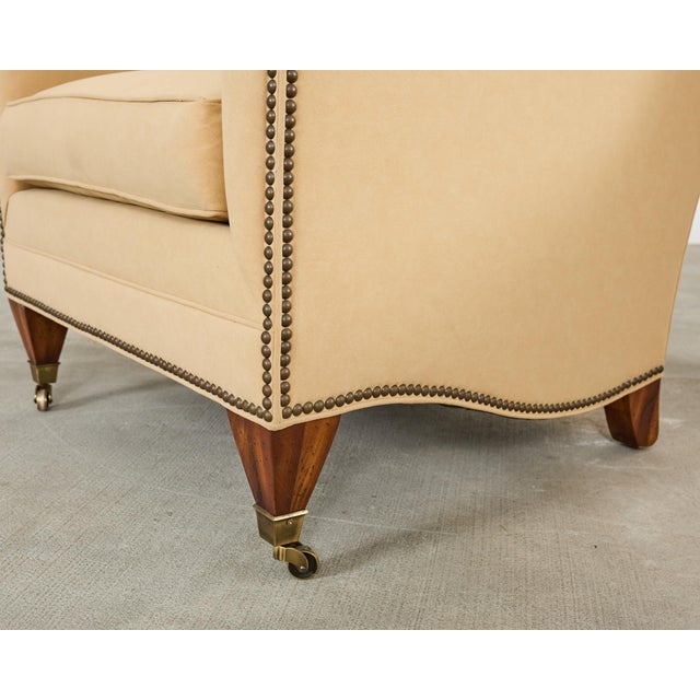 Pair of Henredon Butter Upholstered Wingback Club Chairs For Sale - Image 18 of 18