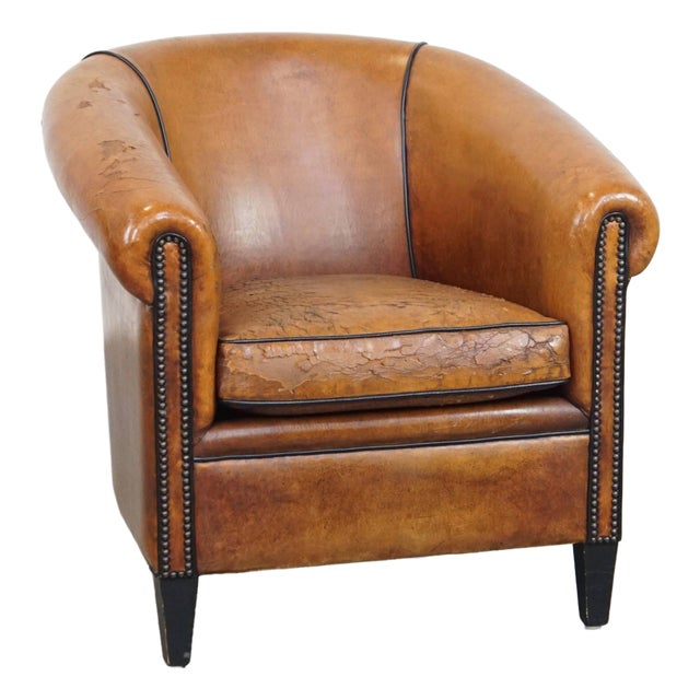 Brown Leather Club Chair For Sale