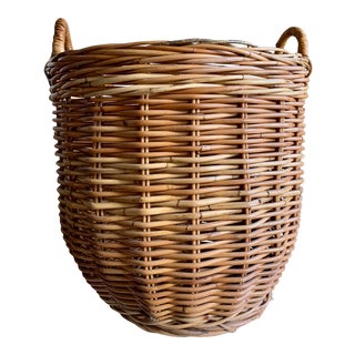 Large Wood Rustic Organizational Basket For Sale