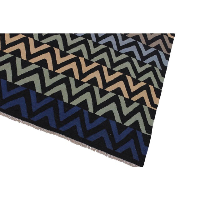 Contemporary Abstract Kilim Hand-Woven Wool Rug -5′3″ × 6′8″ For Sale - Image 3 of 8
