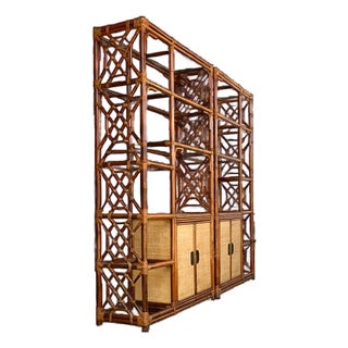 Vintage Bamboo Fretwork Etagere - A Pair For Sale