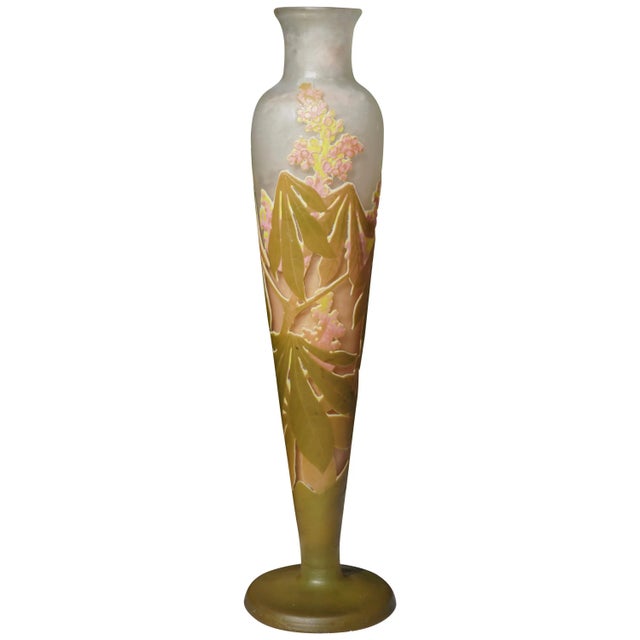 Pink Emile Galle Tall Cameo Art Nouveau Vase 1904 For Sale - Image 8 of 8