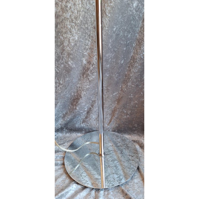 Vintage Floor Lamp with Chrome-Plated Metal Frame and Red and White Glass Shade, 1990s For Sale - Image 10 of 11