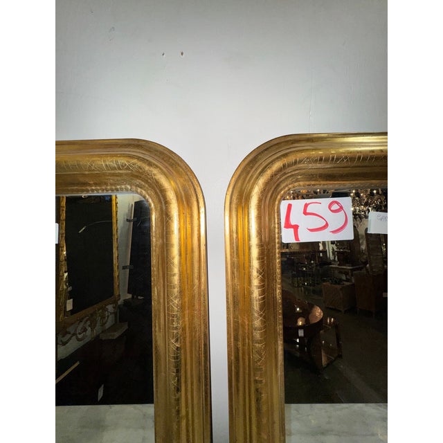 Pair of French Louis Philippe Giltwood Mirrors For Sale - Image 4 of 5