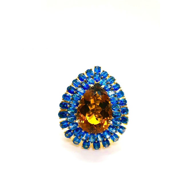 Bochic “Orient” Vintage Kyanite and Citrine Ring Set In 18K White Gold & Silver For Sale - Image 13 of 13
