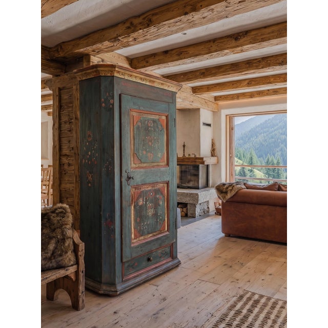 Early 19th Century Antique Tyrolean Folk Art Painted Cabinet, 1801 For Sale - Image 5 of 17