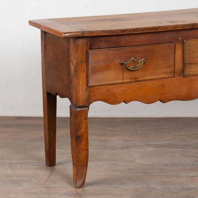 Brown 19th Century French Cherry Three Drawer Console Table For Sale - Image 8 of 12