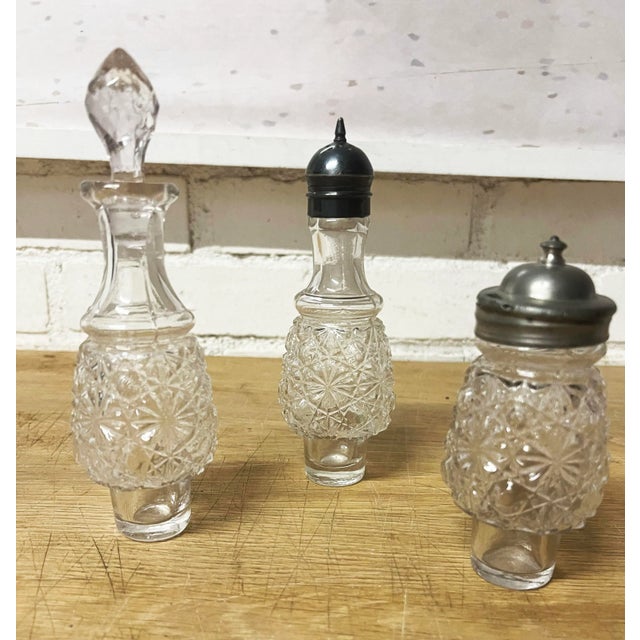 Mid 19th Century Eapg Antique Cut Glass Victorian Condiment Cruet Set- 4 Pieces For Sale - Image 5 of 9