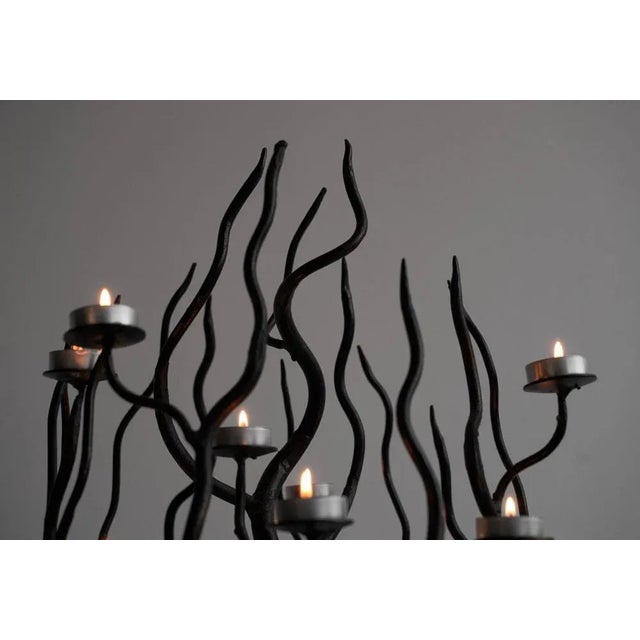 Metal Large Tree Shaped Candleholder in Hand Forged Steel, 1960s For Sale - Image 7 of 12