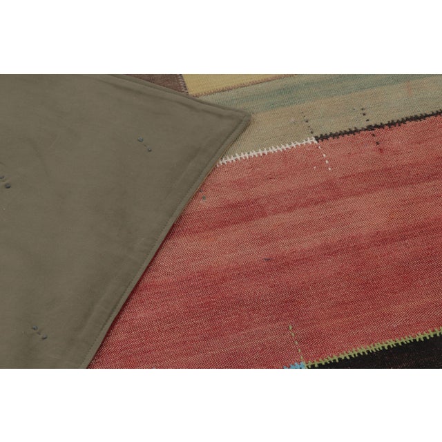 Brown Vintage Turkish Patchwork Rug in Bold Colorful Geometric Design - Rug & Kilim For Sale - Image 8 of 10