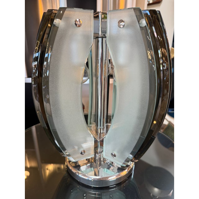 Glass Veca Space Age Table Lamp for Fontana Arte 1970s Italy For Sale - Image 7 of 10