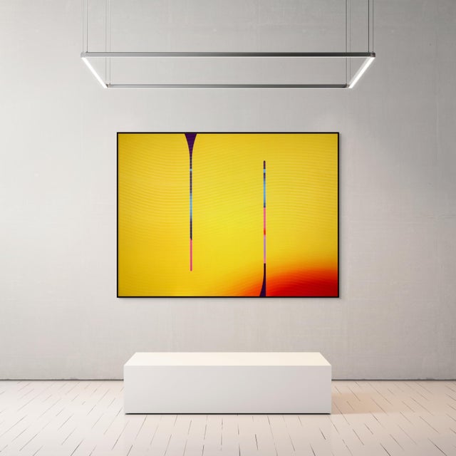 Abstract Contemporary Abstract Matte Gel Applied on Fine Art Digital Printed Canvas "Bouton D’or Alizarine Zinzolin # Cosmopolitain" by Jerome Tham Vo My For Sale - Image 3 of 7