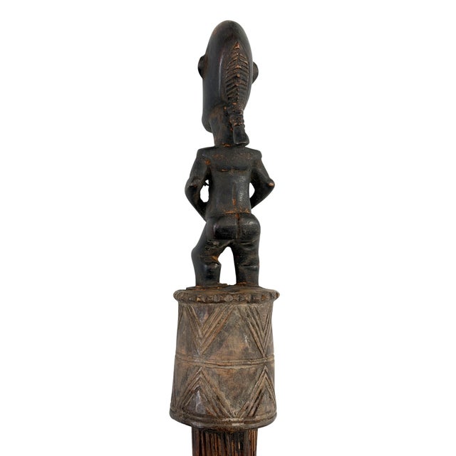 Vintage African Baule Materity Broom With Female Figure 29" H For Sale - Image 4 of 8