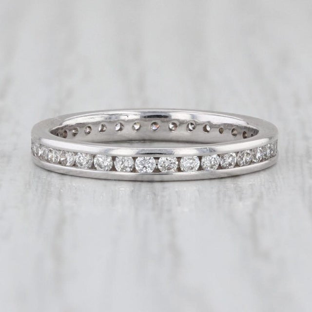 0.48ctw Diamond Eternity Band 14k White Gold Wedding Ring Size 5 Stackable For Sale - Image 4 of 6